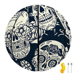 White Floral Sugar Skull Pattern Print Basketball