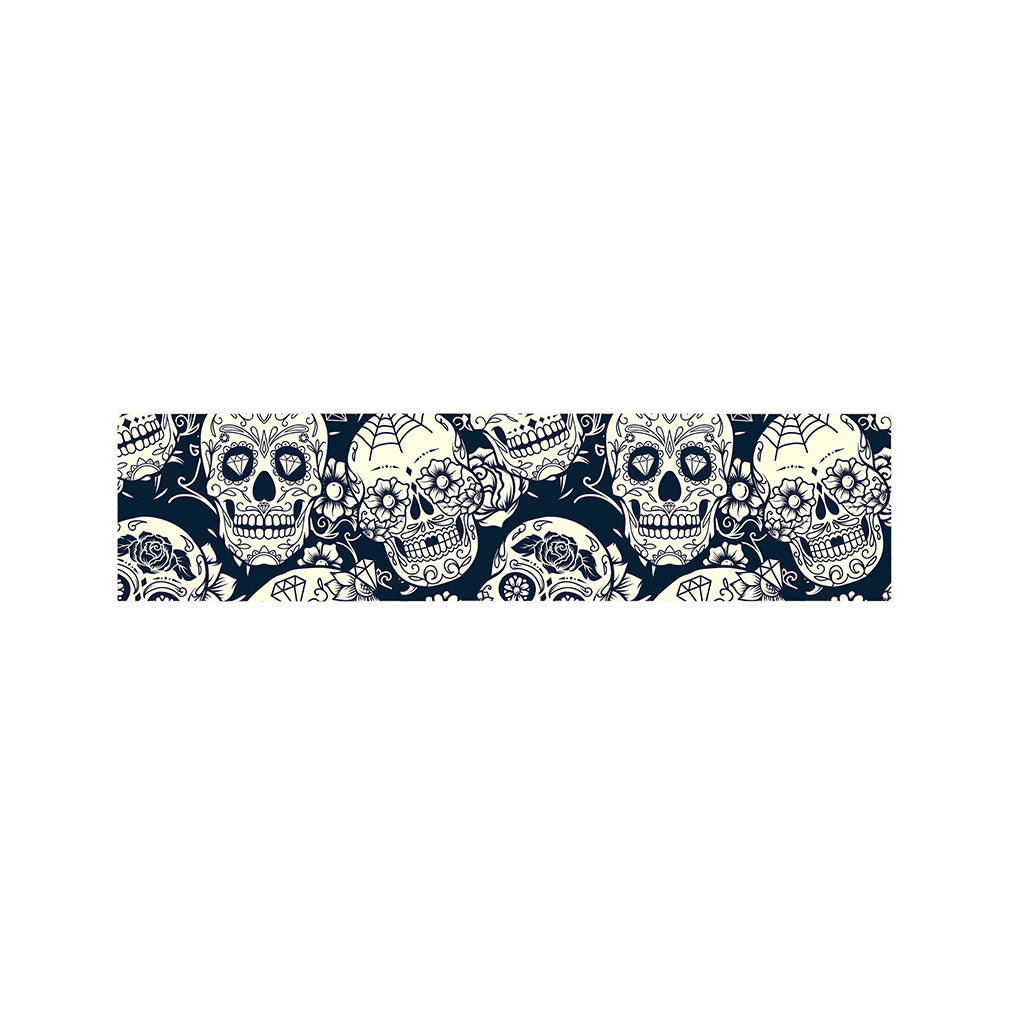 White Floral Sugar Skull Pattern Print Bed Runner