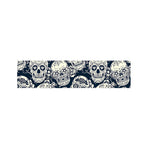 White Floral Sugar Skull Pattern Print Bed Runner