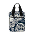 White Floral Sugar Skull Pattern Print Bible Tote Bag
