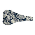White Floral Sugar Skull Pattern Print Bicycle Seat Cover