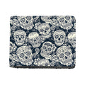 White Floral Sugar Skull Pattern Print Bifold Wallet