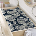 White Floral Sugar Skull Pattern Print Changing Pad Cover