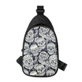 White Floral Sugar Skull Pattern Print Sling Bag