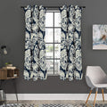 White Floral Sugar Skull Pattern Print Grommet Curtain Panels