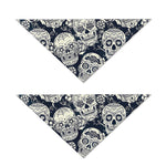 White Floral Sugar Skull Pattern Print Dog Bandana