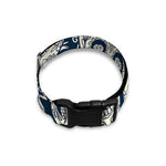 White Floral Sugar Skull Pattern Print Dog Collar