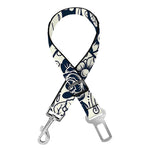 White Floral Sugar Skull Pattern Print Dog Seat Belt