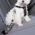 White Floral Sugar Skull Pattern Print Dog Seat Belt