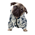 White Floral Sugar Skull Pattern Print Dog Zip Up Hoodie