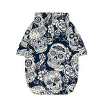 White Floral Sugar Skull Pattern Print Dog Zip Up Hoodie