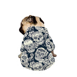 White Floral Sugar Skull Pattern Print Dog Zip Up Jacket