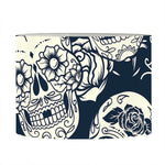 White Floral Sugar Skull Pattern Print Drum Lamp Shade
