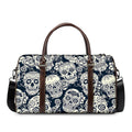 White Floral Sugar Skull Pattern Print Duffel Bag