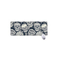 White Floral Sugar Skull Pattern Print Extended Mouse Pad