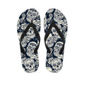 White Floral Sugar Skull Pattern Print Flip Flops