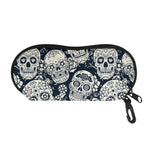 White Floral Sugar Skull Pattern Print Glasses Case