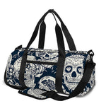 White Floral Sugar Skull Pattern Print Gym Bag