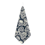 White Floral Sugar Skull Pattern Print Hand Towel
