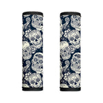 White Floral Sugar Skull Pattern Print Handle Covers