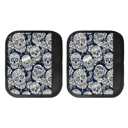White Floral Sugar Skull Pattern Print Handle Covers