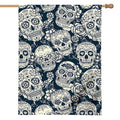 White Floral Sugar Skull Pattern Print House Flag