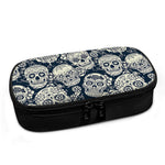 White Floral Sugar Skull Pattern Print Insulin Cooler Travel Case