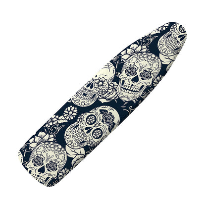 White Floral Sugar Skull Pattern Print Ironing Board Cover