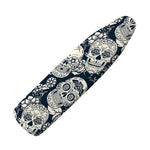 White Floral Sugar Skull Pattern Print Ironing Board Cover
