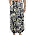 White Floral Sugar Skull Pattern Print Lantern Pants