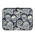 White Floral Sugar Skull Pattern Print Laptop Sleeve