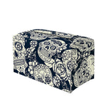 White Floral Sugar Skull Pattern Print Leather Tissue Box Cover