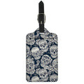 White Floral Sugar Skull Pattern Print Luggage Tag