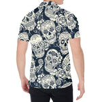 White Floral Sugar Skull Pattern Print Men's Shirt