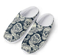 White Floral Sugar Skull Pattern Print Mesh Casual Shoes