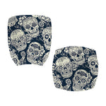 White Floral Sugar Skull Pattern Print Office Chair Cover