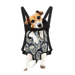 White Floral Sugar Skull Pattern Print Pet Carrier Backpack