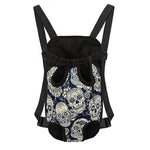 White Floral Sugar Skull Pattern Print Pet Carrier Backpack