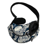 White Floral Sugar Skull Pattern Print Pet Sling Carrier