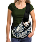 White Floral Sugar Skull Pattern Print Pet Sling Carrier
