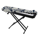 White Floral Sugar Skull Pattern Print Piano Keyboard Cover