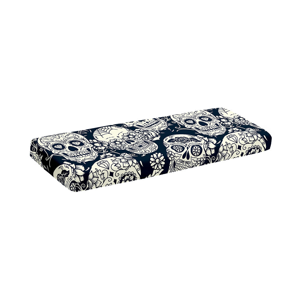 White Floral Sugar Skull Pattern Print Piano Keyboard Cover