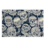 White Floral Sugar Skull Pattern Print Placemat