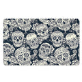 White Floral Sugar Skull Pattern Print Polyester Doormat