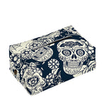 White Floral Sugar Skull Pattern Print Rectangle Tissue Box Cover