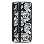 White Floral Sugar Skull Pattern Print Refrigerator Handle Covers