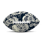 White Floral Sugar Skull Pattern Print Rugby Ball