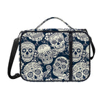 White Floral Sugar Skull Pattern Print Shoulder Strap Bible Bag
