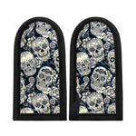 White Floral Sugar Skull Pattern Print Skillet Handle Cover