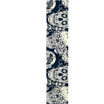 White Floral Sugar Skull Pattern Print Table Runner